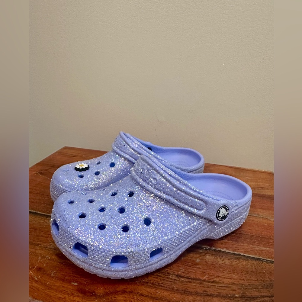 Crocs Purple Moon Jelly Glitter Kids' Classic Glitter Size 2 Clogs